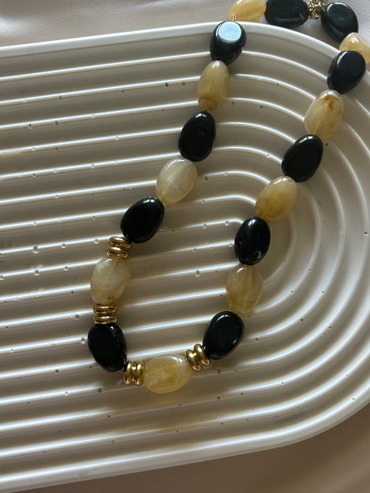 Collier Paola Noir & Beige